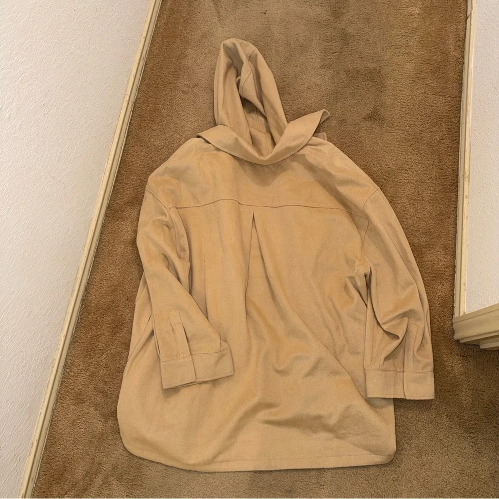 ASOS Design Curve Beige Oversized Hooded Shacket‎ Jacket - Women's Neutral Coat